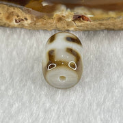 Natural Powerful Tibetan Old Oily Dark Brown with White Agate Patina Guiren Tairen Human Dzi Bead Totem Amulet Heavenly Master (Tian Zhu) 贵人天诛 2.70g 13.6 by 10.7mm - Huangs Jadeite and Jewelry Pte Ltd