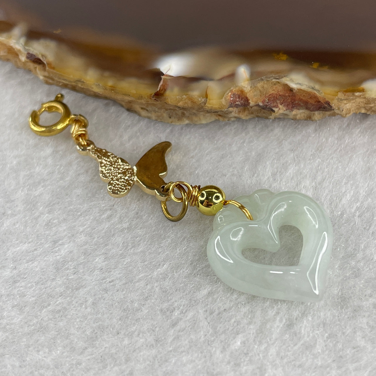 Natural Type A Green Jadeite Heart Shape Charm 2.73g 16.9 by 5.4 by 4.8mm