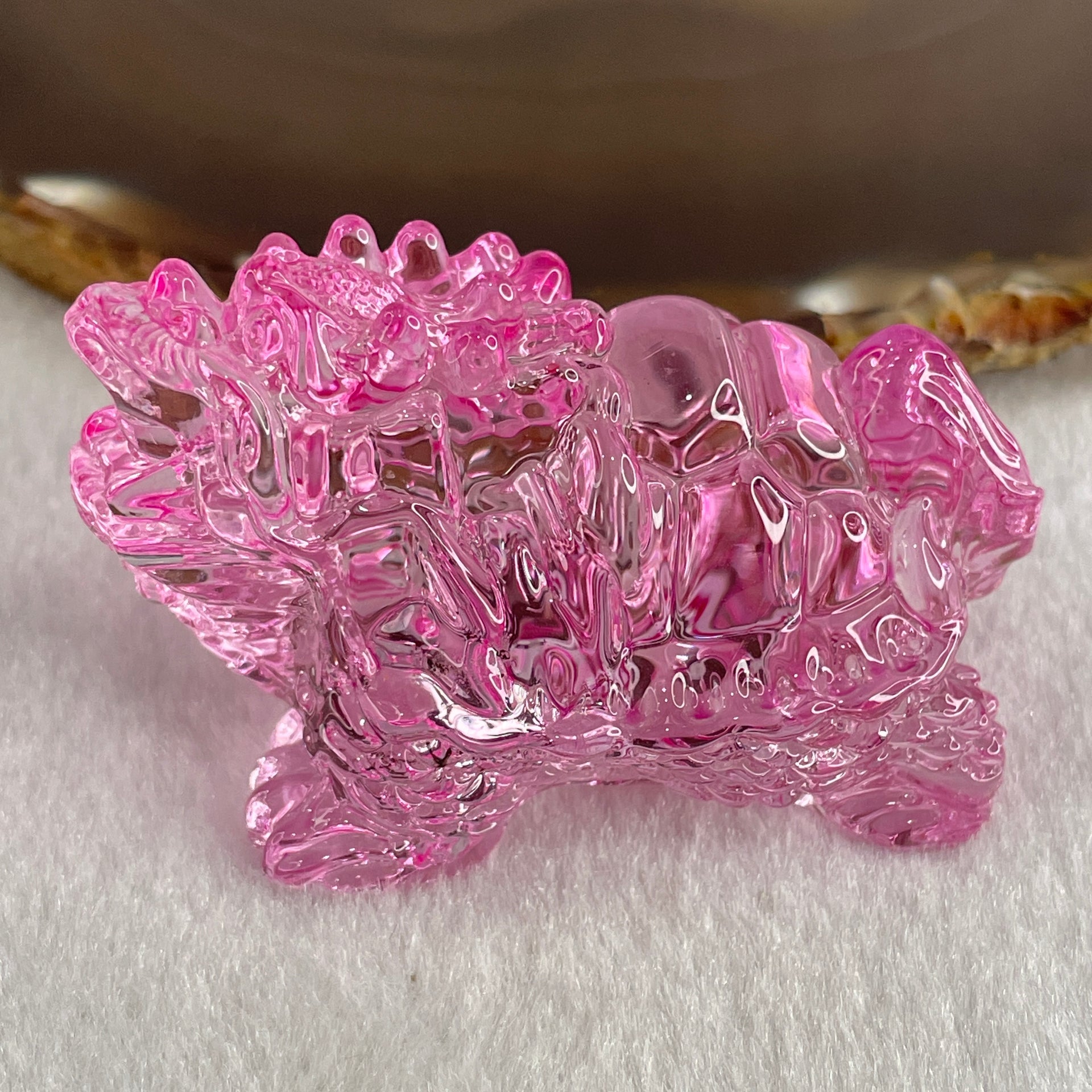 Natural Pink Liuli Dragon Turtle Display 68.53g 59.6 by 37.3 by 37.5mm - Huangs Jadeite and Jewelry Pte Ltd