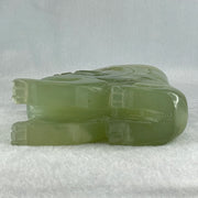 Natural Green Serpentine Pixiu Vase Display 989.6g 130.0 by 48.0 by 135.0mm - Huangs Jadeite and Jewelry Pte Ltd