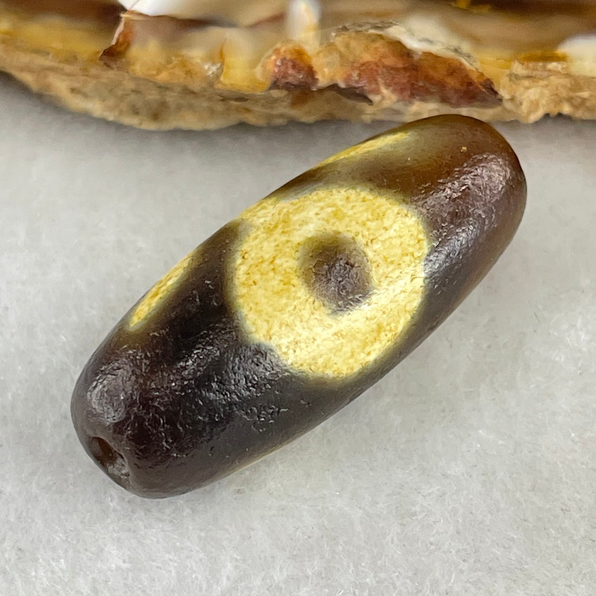 Natural Powerful Tibetan Old Oily Agate Patina Guiren Tairen Human Dzi Bead Totem Amulet Heavenly Master (Tian Zhu) 贵人天诛 5.37g 28.3 by 11.6mm - Huangs Jadeite and Jewelry Pte Ltd