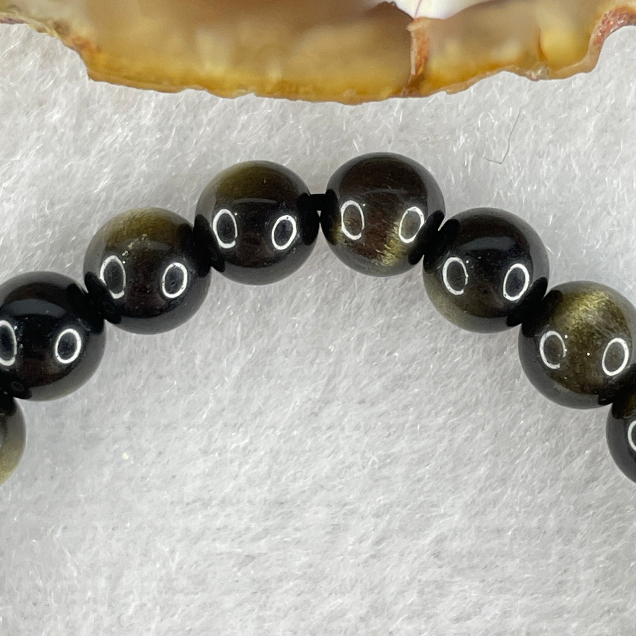 Certified Good Grade Natural Black Obsidian with Brown Hue Beads Bracelet 6.62g 11.5cm 6.3mm 23 Beadsii