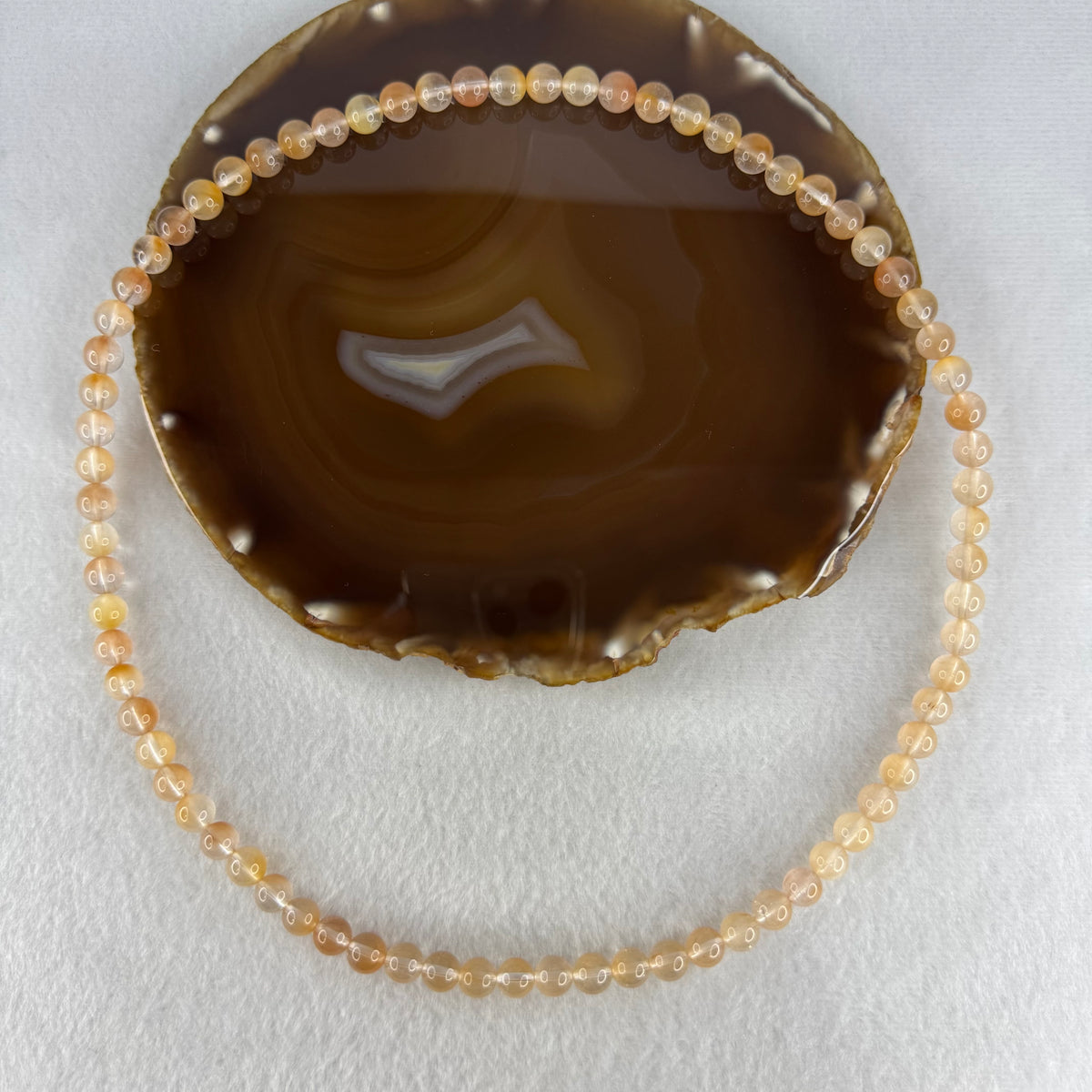 Very Good Grade Natural Orange Yellow Rabbit Hair Rutilated Quartz Beads Necklace | 7.7mm Silky Rutile Vitality Amulet (45.54g | 54cm Length | 75 Beads)