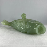Natural Jelly Green Serpentine Carp Fish Pot Display 2,074.0g 310.0 by 183.0 by 98.0mm - Huangs Jadeite and Jewelry Pte Ltd