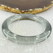 Translucent Clear Grey Crystal Bangle Internal Diameter 59.2mm 60.95g 11.9 by 11.2mm (Internal Line) - Huangs Jadeite and Jewelry Pte Ltd