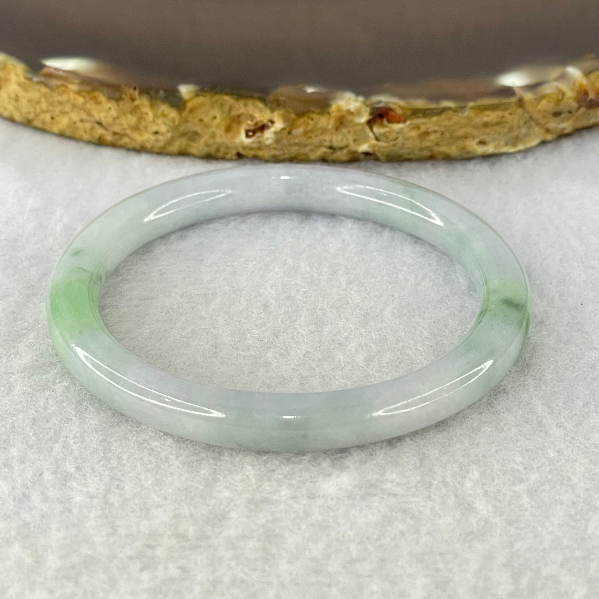 Type A Lavender and Green Jadeite Bangle Internal Diameter 43.7mm 14.65g 6.0 by 6.0mm (Very Very Fine Internal Line) - Huangs Jadeite and Jewelry Pte Ltd