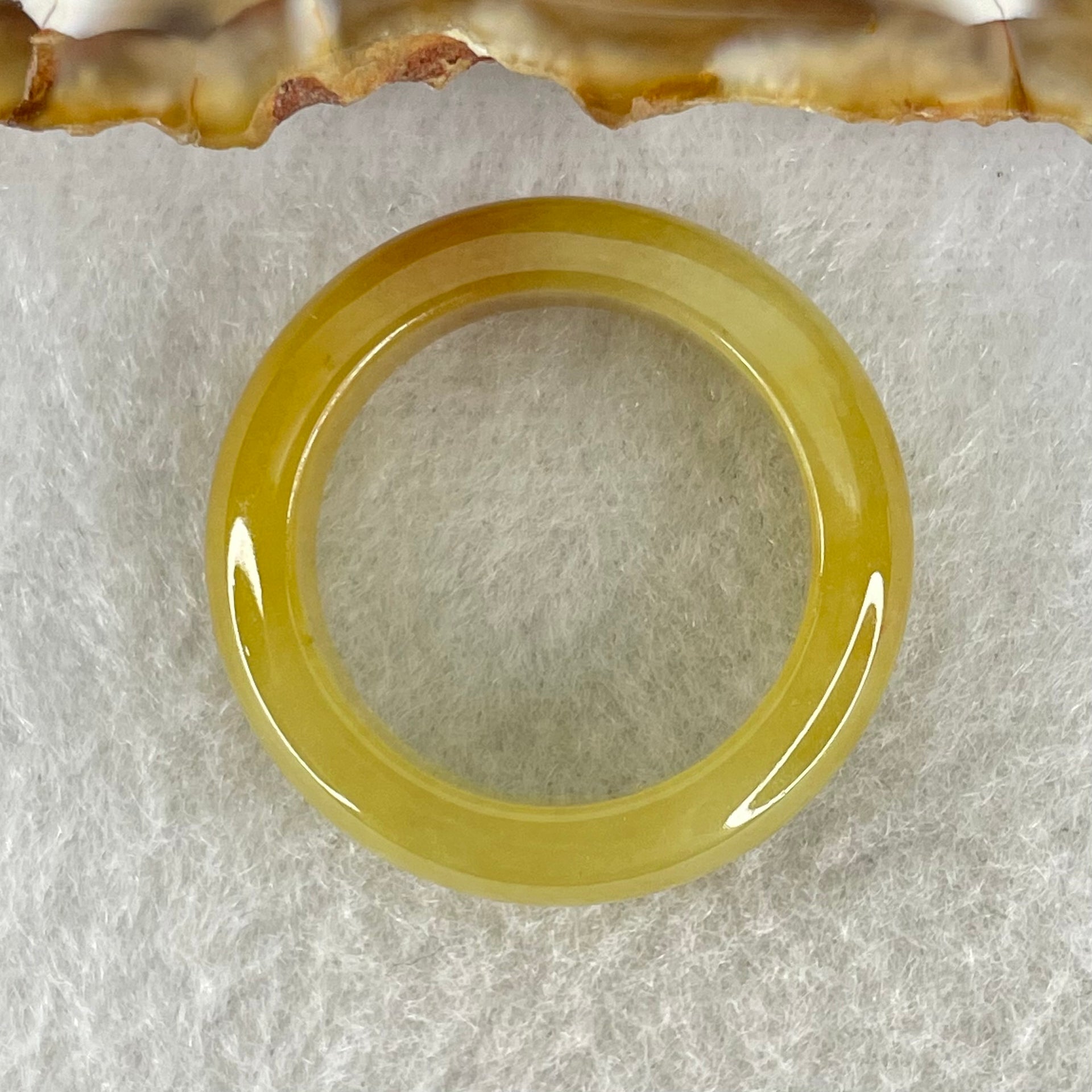 Type A Yellowish Brown Jadeite Ring 5.30g 6.9 by 4.4mm US9.3 HK20.8 (Close to Perfect) - Huangs Jadeite and Jewelry Pte Ltd
