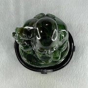 Natural Dark Green Serpentine Shou Xing Gong with Wooden Stand Display 2,374.7g 140.0 by 228.0 by 125.0mm - Huangs Jadeite and Jewelry Pte Ltd