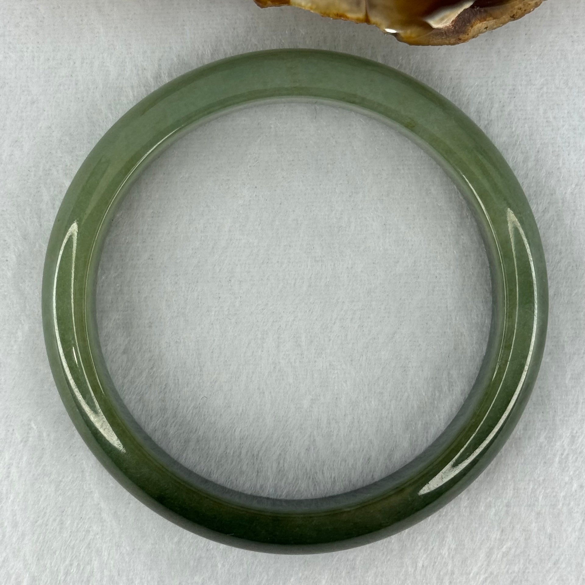 Type A Dark to Light Green Jadeite Bangle Internal Diameter 57.6mm 52.17g 13.3 by 7.4mm (Slight Internal Lines) - Huangs Jadeite and Jewelry Pte Ltd