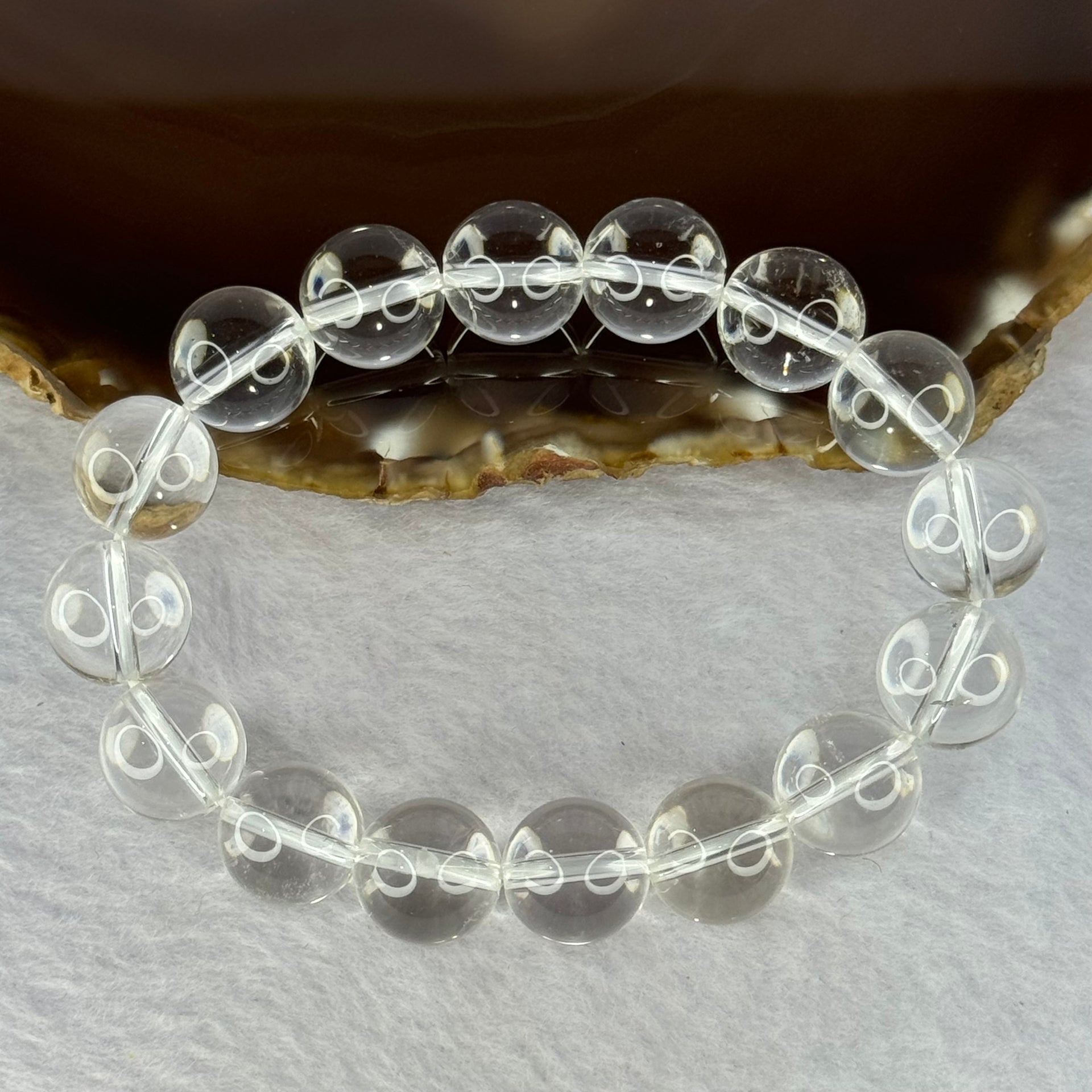 Natural Clear Quartz Beads Bracelet 天然白水晶手链 46.09g 17.5cm 12.9mm 16 Beads - Huangs Jadeite and Jewelry Pte Ltd