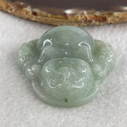 Natural Type A Green Jadeite Milo Laughing Buddha Pendant 47.59g 46.1 by 48.7 by 14.6mm - Huangs Jadeite and Jewelry Pte Ltd