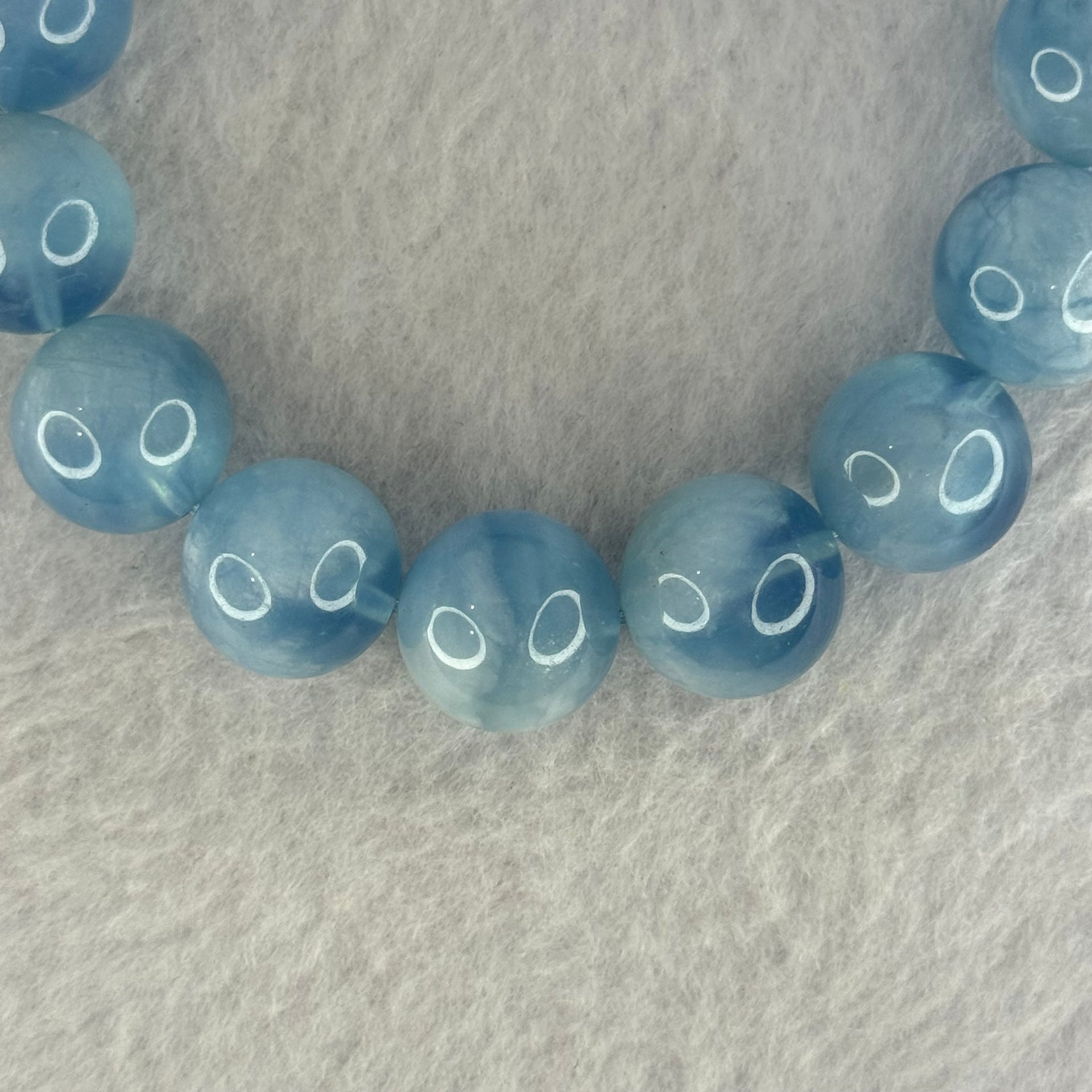Natural Aquamarine Beads Bracelet 61.09g 18.5cm 14.8mm 15 Beads - Huangs Jadeite and Jewelry Pte Ltd