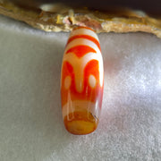 Natural Powerful Tibetan Old Oily Red White Agate One Eye Fire Sign Dzi Bead Heavenly Master (Tian Zhu) 一眼火天珠 10.81g 38.4 by 13.4mm - Huangs Jadeite and Jewelry Pte Ltd