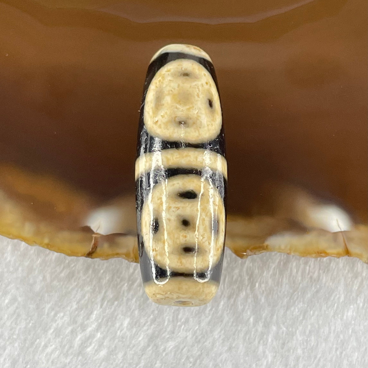 Natural Powerful Tibetan Old Oily Agate Four Coins Dzi Bead Heavenly Master (Tian Zhu) 9.29g 36.9 by 12.7mm - Huangs Jadeite and Jewelry Pte Ltd