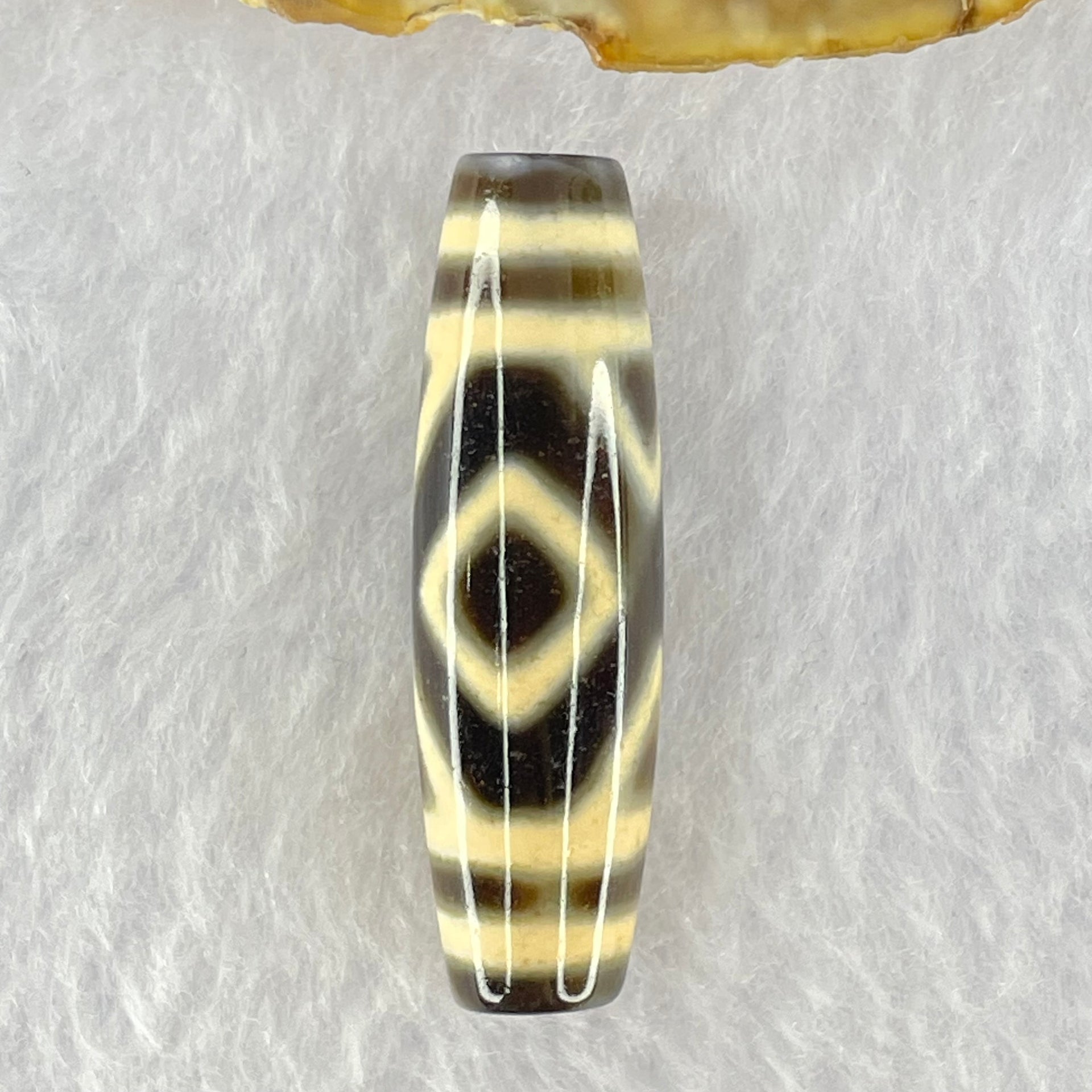 Natural Powerful Tibetan Old Oily Agate 2-Eye Vajra Dzi Bead Heavenly Master (Tian Zhu) 二眼天珠 7.43g 38.5 by 11.3mm - Huangs Jadeite and Jewelry Pte Ltd