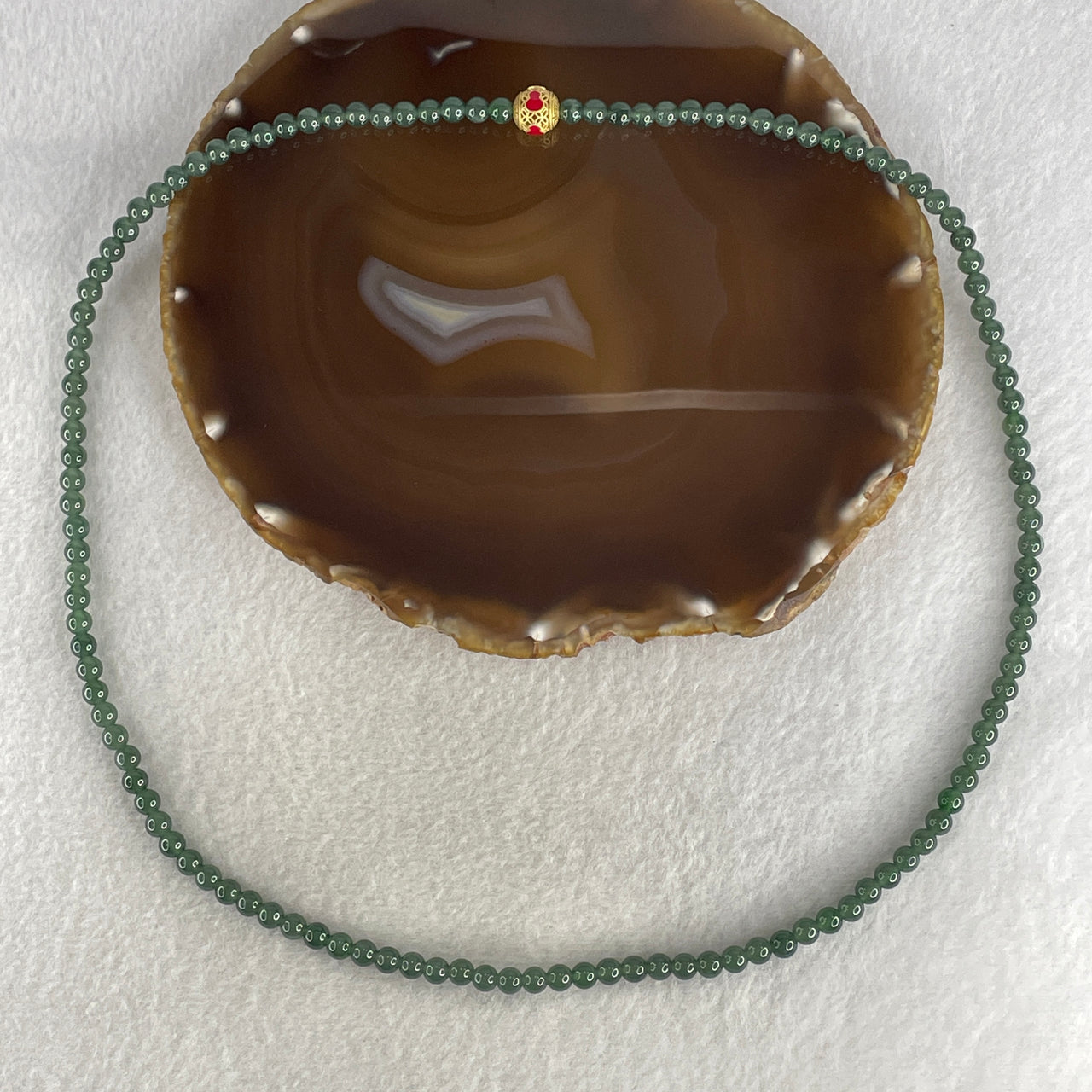 Certified Natural Type A Semi icy Blueish Green Jadeite Beads Necklace 29.75g 58cm 5.2mm 122 Beads - Huangs Jadeite and Jewelry Pte Ltd