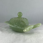 Natural Jelly Green Serpentine Carp Fish Pot Display 2,074.0g 310.0 by 183.0 by 98.0mm - Huangs Jadeite and Jewelry Pte Ltd