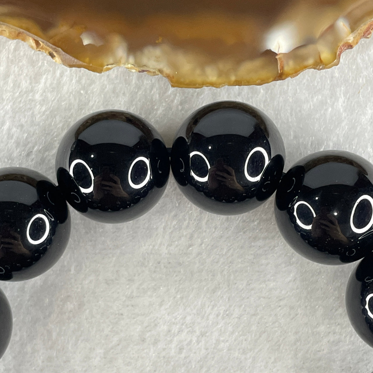 Natural Black Moldavite Meteorite Crystal Beads Bracelet 62.45g 14cm 16.4mm 12 Beads