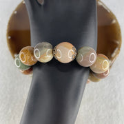 Natural Alashan Agate Greyish Pink Beads Bracelet 59.72g 16cm 15.0mm 14Beads - Huangs Jadeite and Jewelry Pte Ltd
