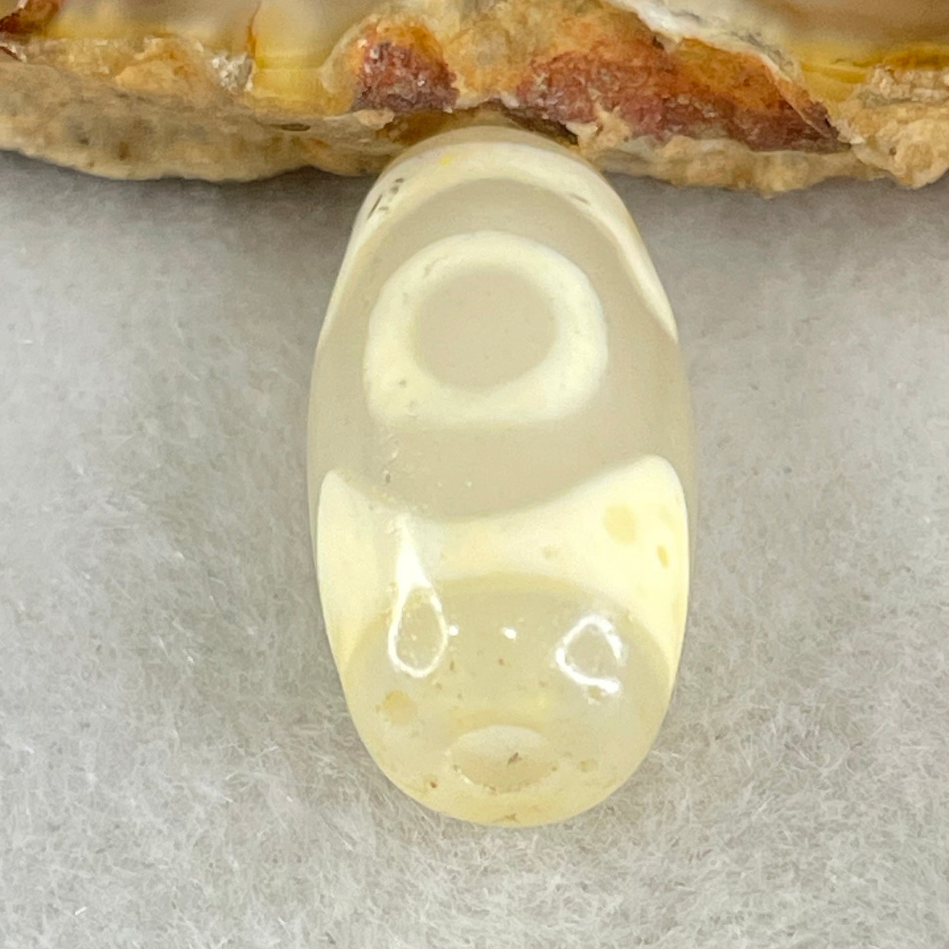 Natural Powerful Tibetan Old Oily Agate 3 Eyes Dzi Bead Heavenly Master (Tian Zhu) 三眼天诛 2.82g 19.6 by 10.1mm - Huangs Jadeite and Jewelry Pte Ltd