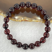 Natural Dark Blood Red Amber Beads Bracelet 天然血珀手链 7.62g 16cm 8.6mm 22 Beads - Huangs Jadeite and Jewelry Pte Ltd