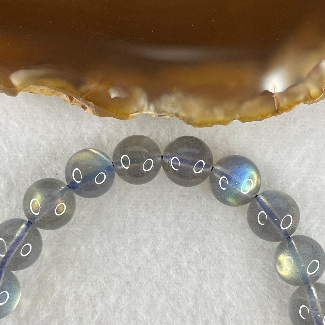 Collectors Grade Natural Grey Moonstone Beads Bracelet | 9.0mm Grey Moon (21.43g | 16cm Wrist Sizing | 22 Beads)