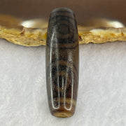 Natural Powerful Tibetan Old Oily Agate 3 Eyes Dzi Bead Heavenly Master (Tian Zhu) 三眼天诛 8.27g 38.3 by 11.8mm - Huangs Jadeite and Jewelry Pte Ltd