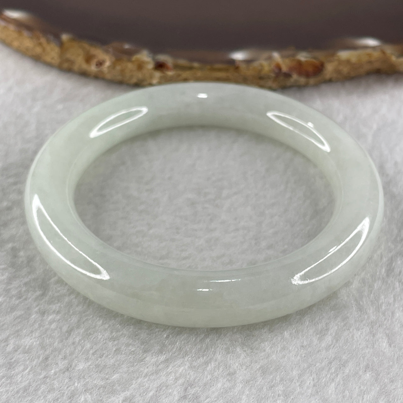 Certified Type A Light to Faint Green Jadeite Bangle Internal Diameter 52.2mm 61.78g 10.2 by 10.0mm (Very Slight Internal Lines) - Huangs Jadeite and Jewelry Pte Ltd