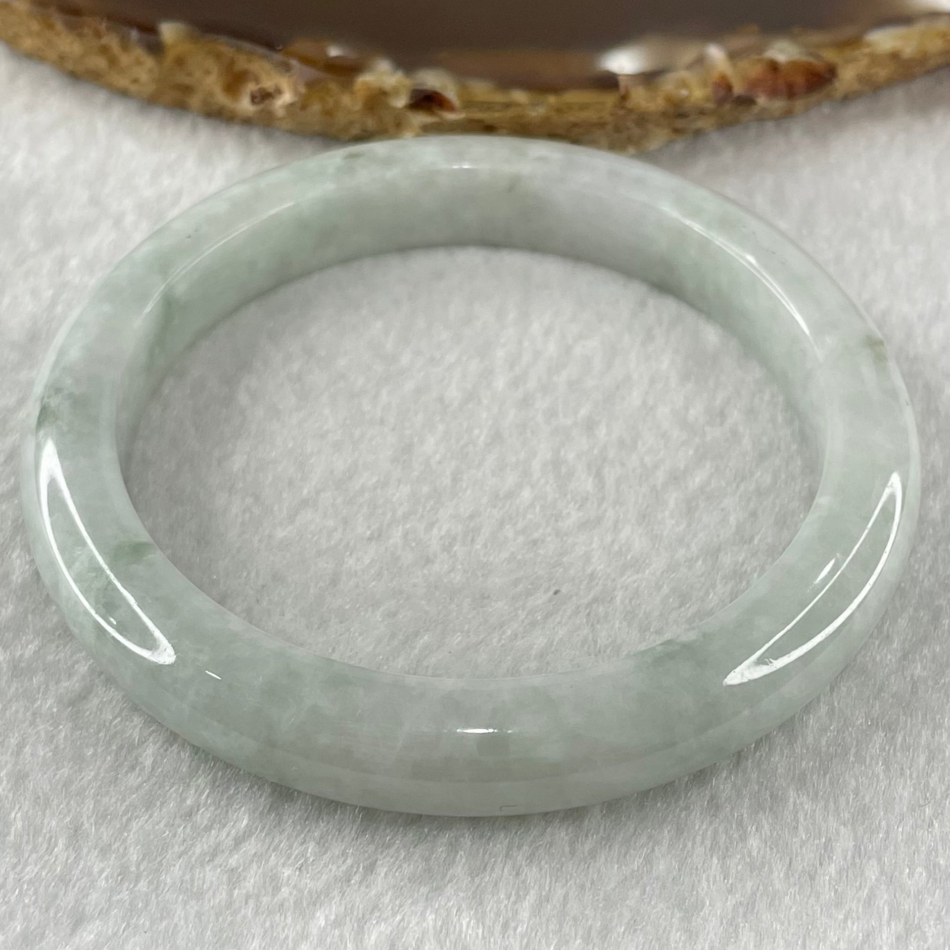 Type A Faint Lavender Faint Green Jadeite Bangle 43.75g Internal Diameter 56.3mm 9.9 by 8.2mm (Very Slight External Line and Some Internal Lines) - Huangs Jadeite and Jewelry Pte Ltd