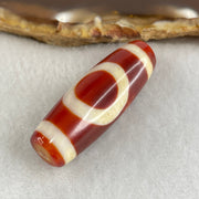 Natural Powerful Tibetan Old Oily Red White Agate One Eye Gold Metal Element Dzi Bead Heavenly Master (Tian Zhu) 一眼金天珠 10.47g 38.2 by 13.4mm - Huangs Jadeite and Jewelry Pte Ltd