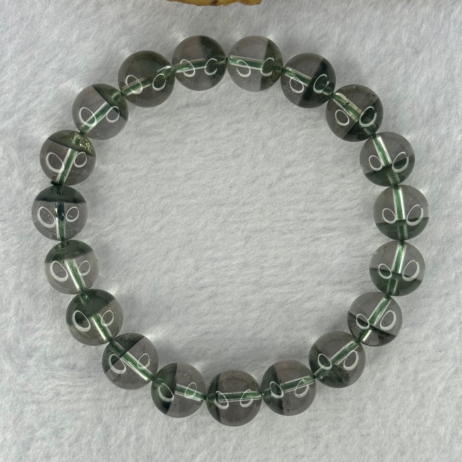 Very Good Grade Natural Green Phantom Quartz Beads Bracelet 31.65g 17cm 10.8mm 19 Beads - Huangs Jadeite and Jewelry Pte Ltd