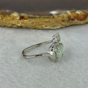 Type A Icy Light Green Jadeite Cabbage with Crystals in S925 Sliver Ring (Adjustable Size) 2.27g 12.7 by 6.8 by 2.5mm - Huangs Jadeite and Jewelry Pte Ltd