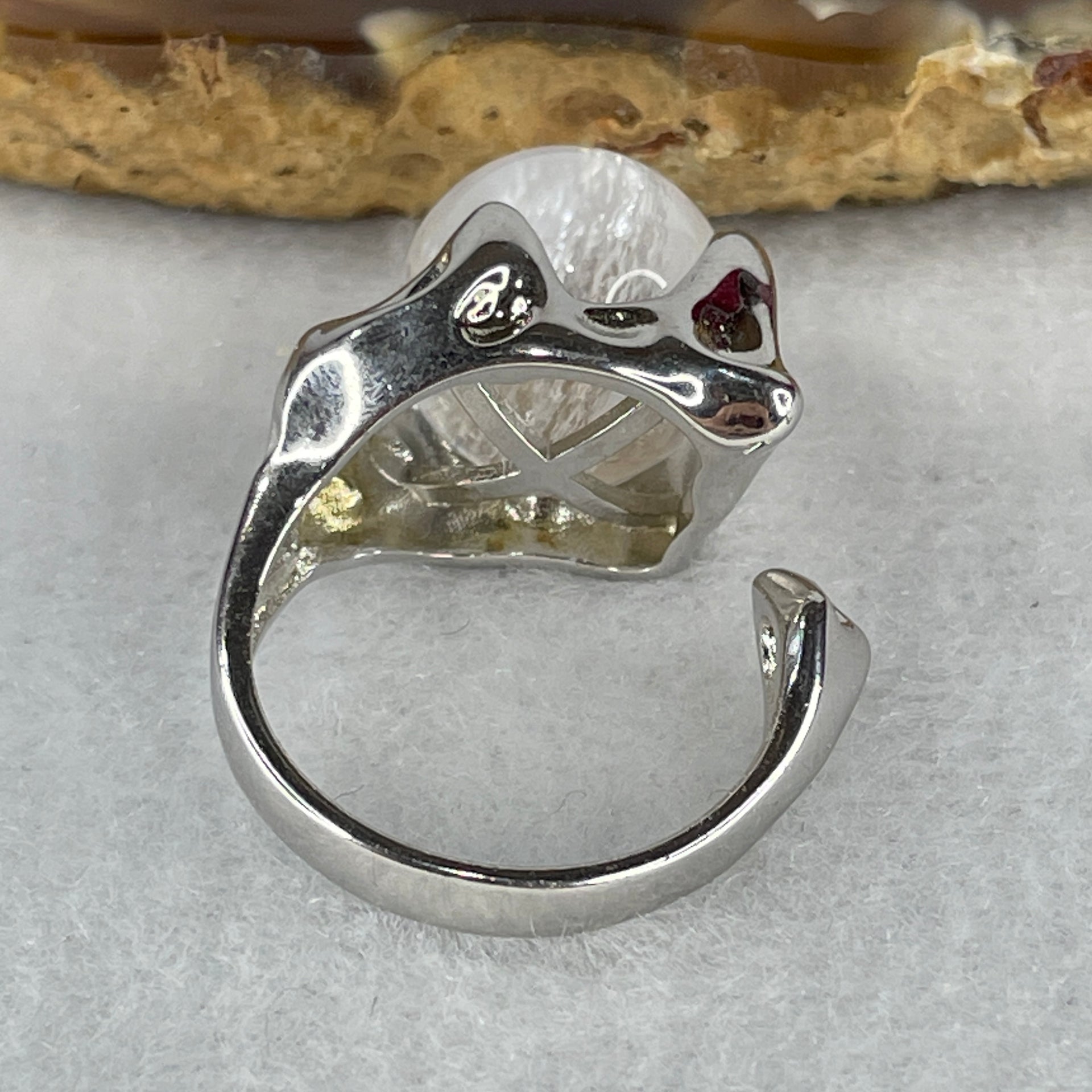 Natural-White-Phantom-Quartz-Bead-in-S925-Sliver-Ring-7.63g-13.2-by-11.0mm-US-7-HK-15