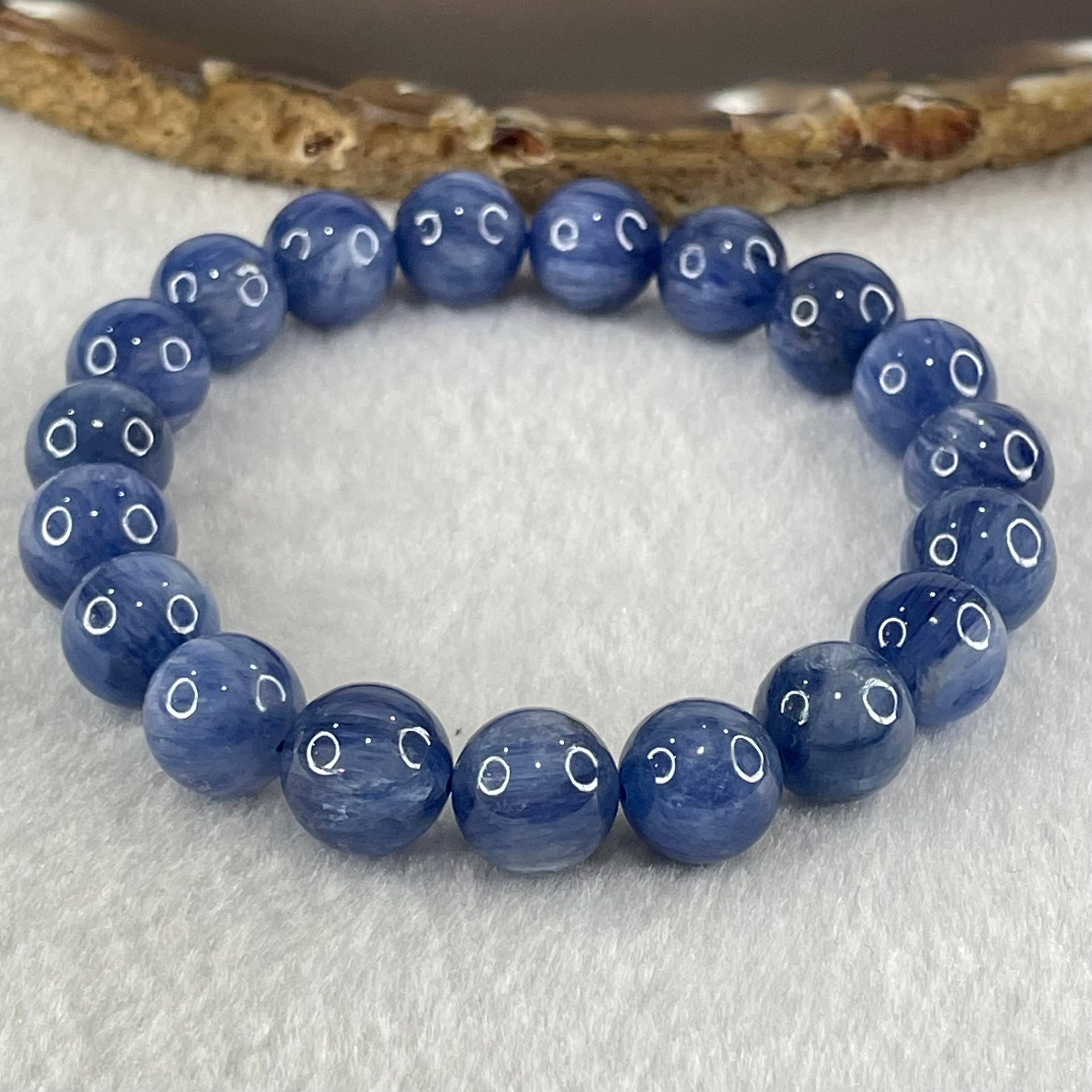 Natural Blue Kyanite Beads Bracelet 39.93g 16.5cm 10.8mm 19 Beads - Huangs Jadeite and Jewelry Pte Ltd