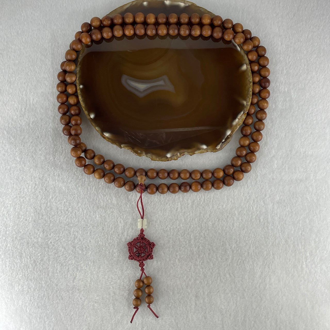 Certified Natural Sandalwood Beads Necklace 61.18g 106cm 10.0mm 108 Beads