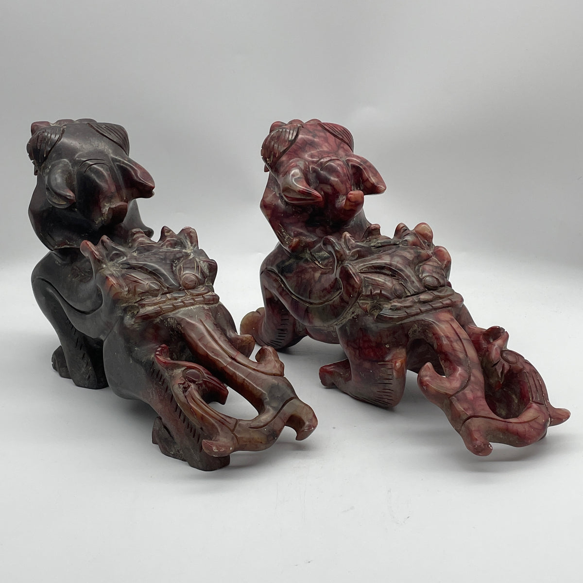 Antique Old Jade (Guyu) Pair of Pixiu Display Total Weight 7,578.9g Each About 270.0 by 85.0 by 175.0mm