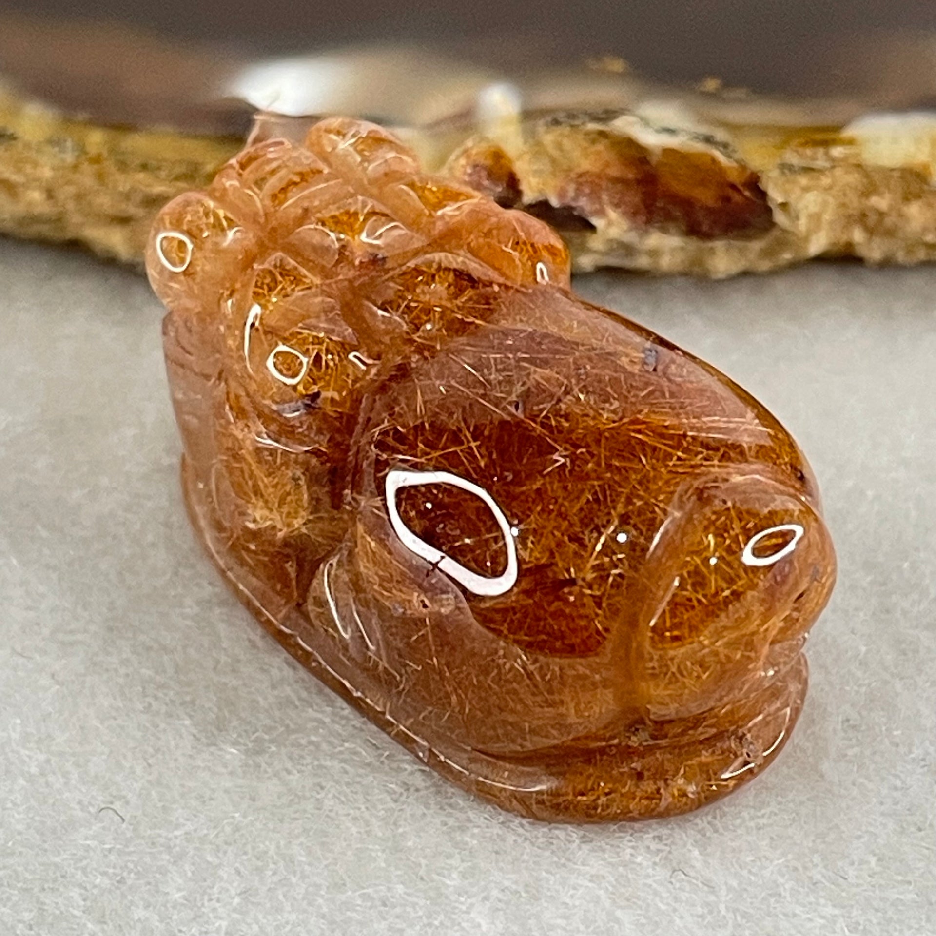 Good Grade Natural Copper Rutilated Quartz Pixiu Pendant Charm 13.90g 29.9 by 17.1 by 15.4mm - Huangs Jadeite and Jewelry Pte Ltd