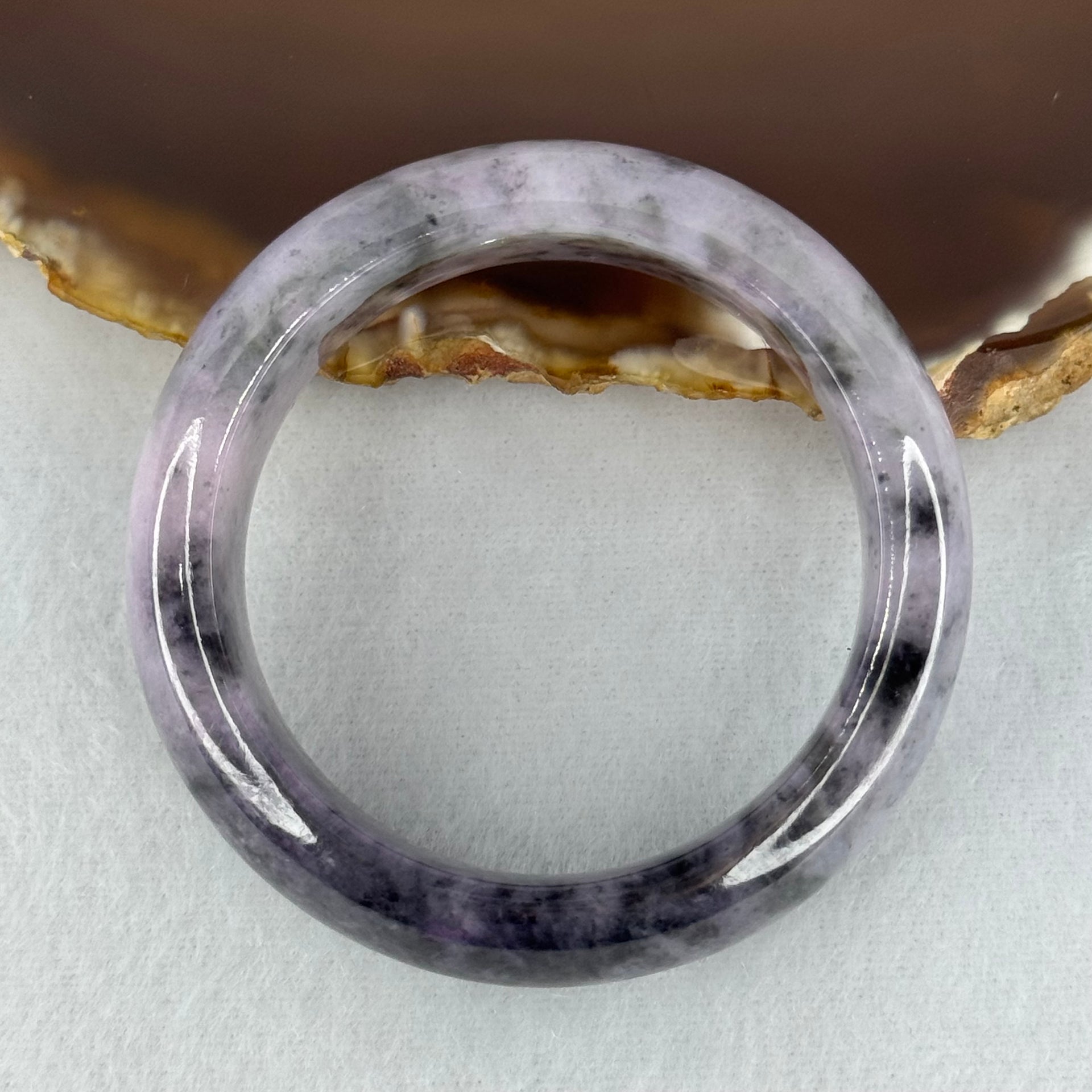 Baby Kids Type A Lavender with Wuji Black Grey Patches Jadeite Bangle Internal Diameter 42.2mm 46.05g 15.2 by 7.7mm (Close to Perfect) - Huangs Jadeite and Jewelry Pte Ltd