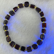 Natural Dark Blood Red Amber Cubes Bracelet 天然血珀手链 4.89g 15.5cm 6.3mm 22 Beads - Huangs Jadeite and Jewelry Pte Ltd