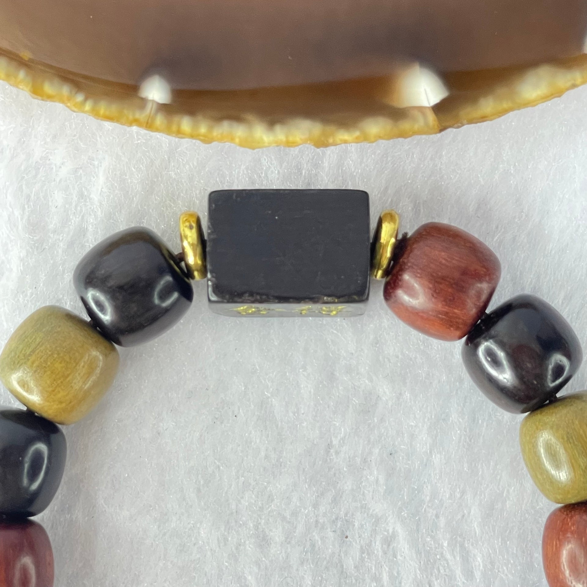 Natural Mixed Color Rose Wood Beads Bracelet 多宝珠小叶紫檀黑檀金丝楠手链 23.38g 18cm 12.2mm by 16 Beads - Huangs Jadeite and Jewelry Pte Ltd