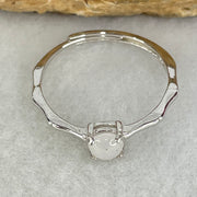 Type A Semi Icy Lavender Cabochon Jadeite in S925 Sliver Ring (Adjustable Size) 1.07g 4.5 by 2.5mm - Huangs Jadeite and Jewelry Pte Ltd