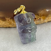 Natural Purple and Green Fluorite Ox Charm Pendant 3.17g 17.2 by 11.6 by 8.1mm - Huangs Jadeite and Jewelry Pte Ltd