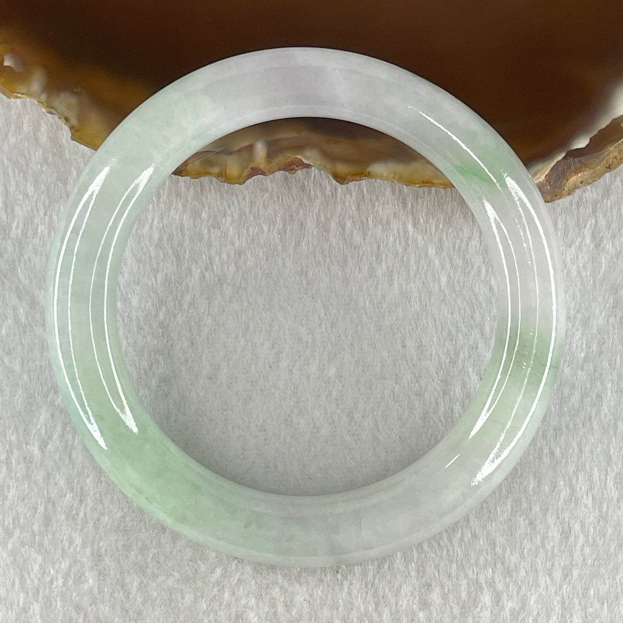 Natural Type A Jelly Light Green Light Lavender Jadeite Bangle 36.45g Inner Diameter 49.3mm 8.6 by 9.5mm (Very Slight Internal Lines) - Huangs Jadeite and Jewelry Pte Ltd