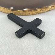 Type A Opaque Black Jadeite Cross Pendant 19.85g 64.8 by 41.5 by 6.9mm - Huangs Jadeite and Jewelry Pte Ltd