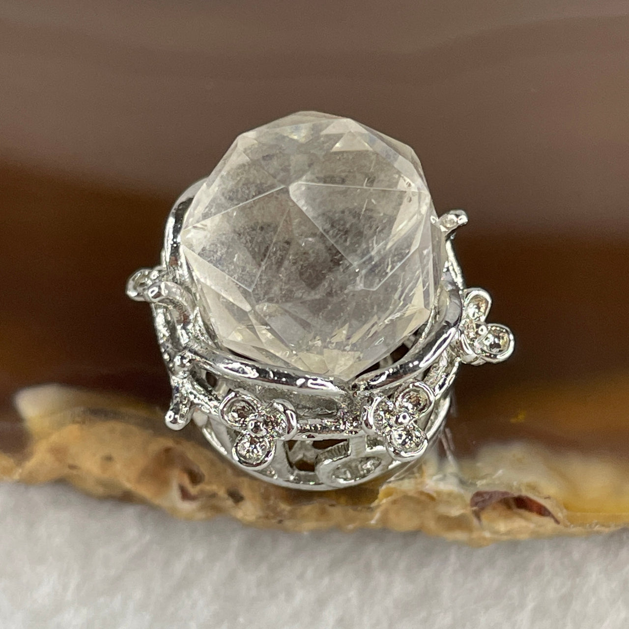 Natural Clear Quartz Pendant in S925 Sliver 6.02g 12.0mm