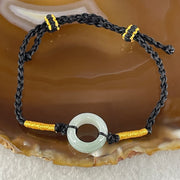 Type A Lavender Green Jadeite Ping An Kou Donut With String Bracelet 2.72g 15.1 by 6.5mm - Huangs Jadeite and Jewelry Pte Ltd