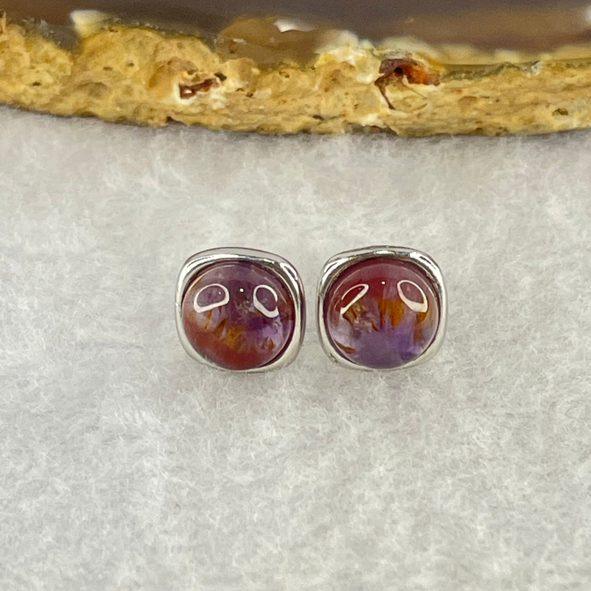 Good Grade Natural Auralite 23 S925 Silver Earrings 2.20g 7.9 by 4.0mm - Huangs Jadeite and Jewelry Pte Ltd