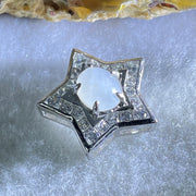Type A Semi Icy Light Lavender Cabochon Jadeite in S925 Sliver Star with Crystal Charm 2.39g 7.9 by 6.9 by 4.0mm - Huangs Jadeite and Jewelry Pte Ltd