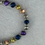 Natural Meteorite in Multi Color Pebble Shape Beads with Mini Stainless Beads Bracelet 天然天铁手链 25.33g 15cm 6.8mm 22pcs - Huangs Jadeite and Jewelry Pte Ltd