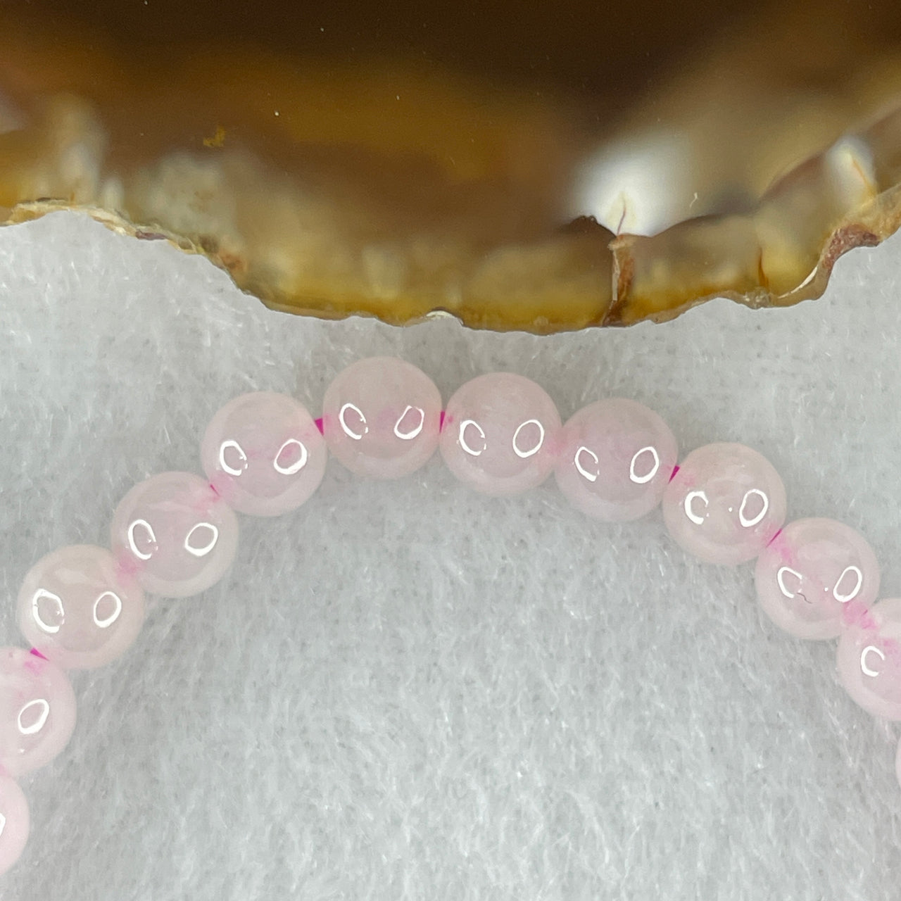 Natural Type A Semi-Icy Pink Jadeite Bracelet | 15.5cm Petite 5.3mm Round Genuine Blush Pink Jade Bead Strand (8.85g, 35 Beads)